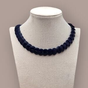 Navy Blue Lightweight Disc Bead Vintage Necklace